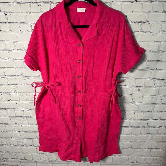 Pink Lily Pants - Pink Lily gauze Crinkle Pink Romper